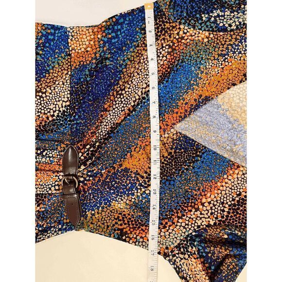 London Times Women's Surplice V-Neck 3/4 sleeve Draped Dress Multi Size 8 - Picture 4 of 8